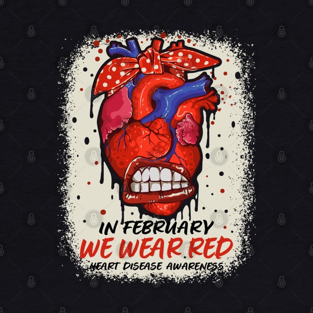 In February We Wear Red Heart Disease Awareness Ribbon by PunnyPoyoShop